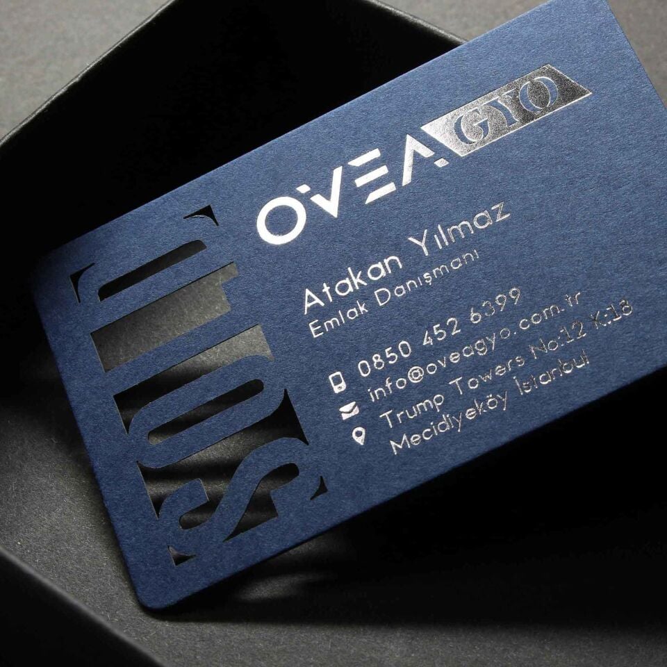 Fantazi Lacivert Kağıt + Yaldız Baskılı + Lazer Kesim  Dubleks Sıvamalı 500 Adet