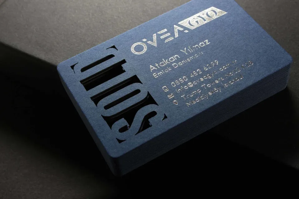 Fantazi Lacivert Kağıt + Yaldız Baskılı + Lazer Kesim  Dubleks Sıvamalı 500 Adet